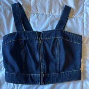 Blue Sleeveless Bustier Crop Top